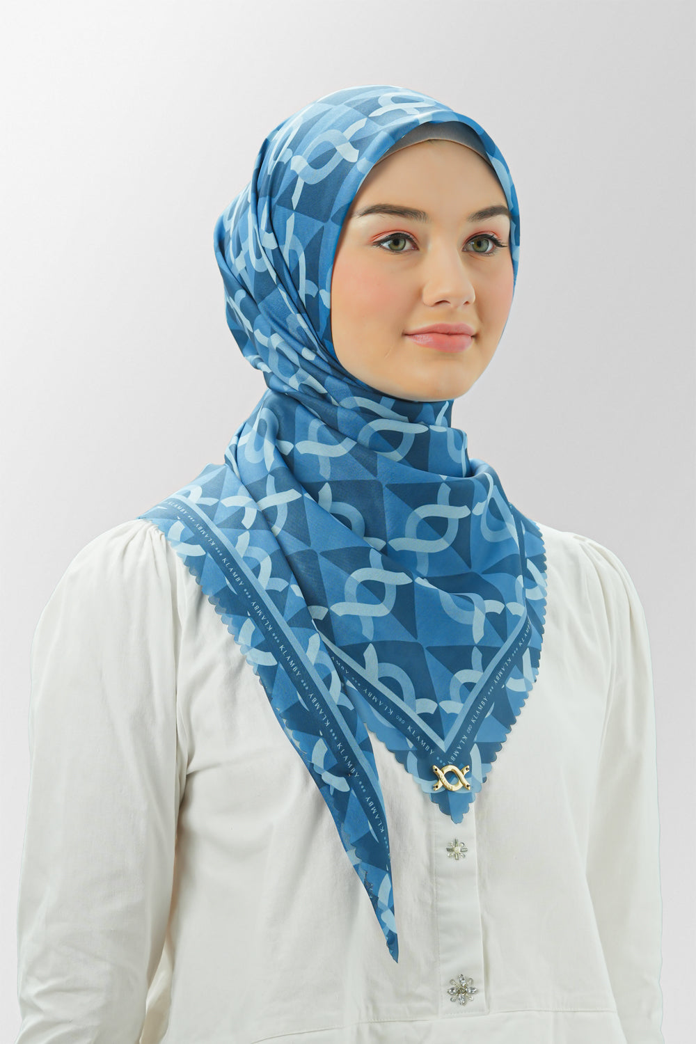 Monogram Scarf in Steel Blue brings you the sense of calm✨