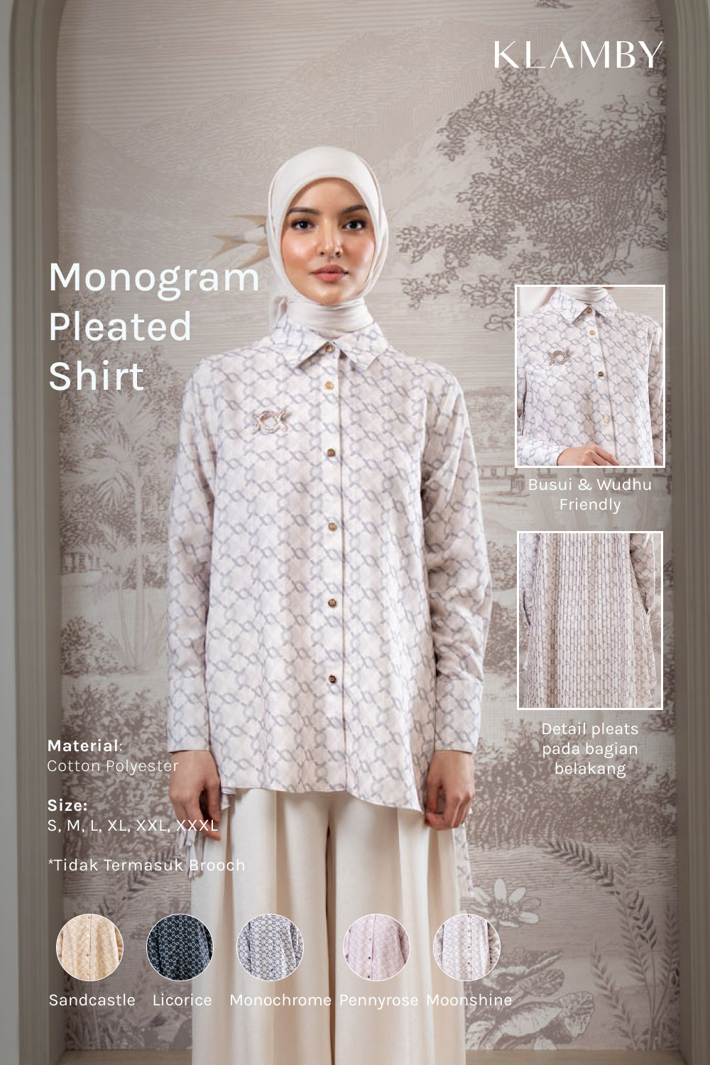 Monogram Pleated Shirt Monochrome