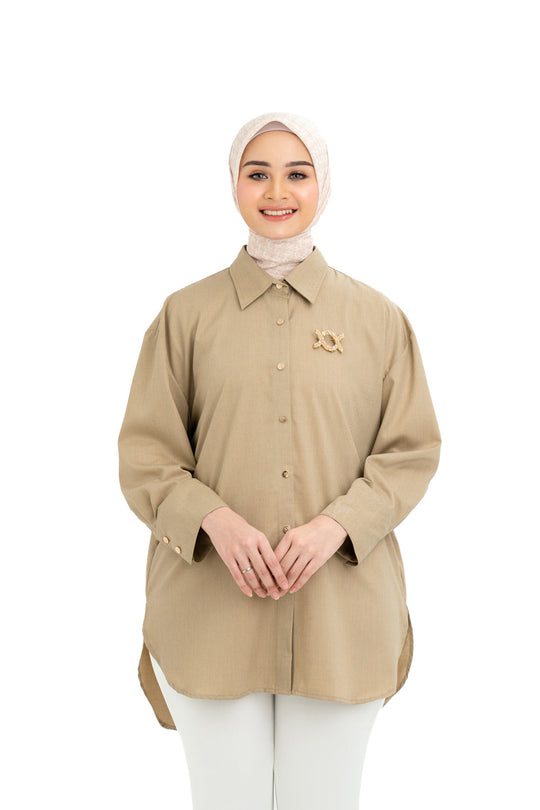 Kemeja Shanaz (Minor) Beige Tan