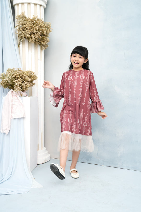 Lingga Dress Girl (Minor) Merah Biram - Wearing Klamby