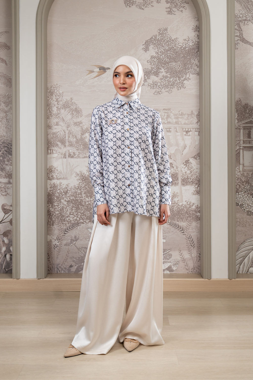 Monogram Pleated Shirt Monochrome