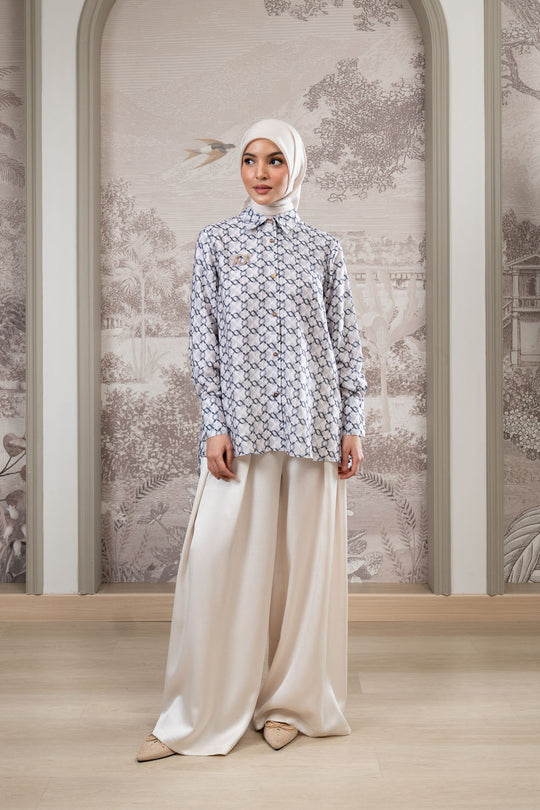 Monogram Pleated Shirt Monochrome