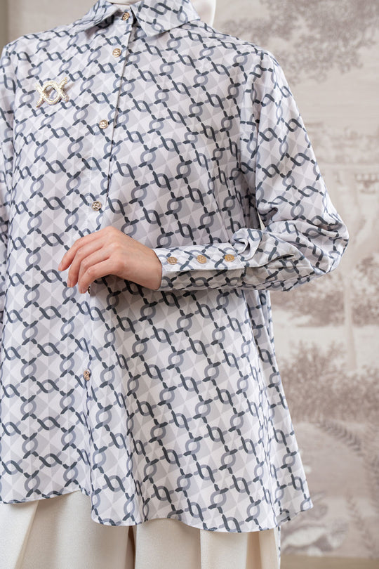 Monogram Pleated Shirt Monochrome