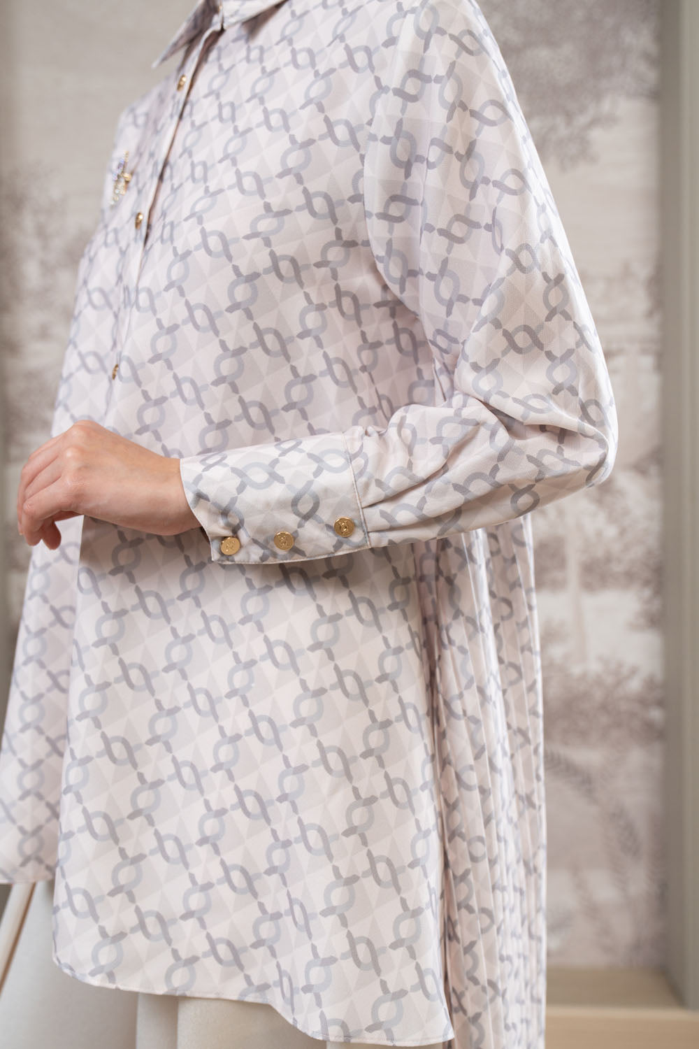 Monogram Pleated Shirt Moonshine