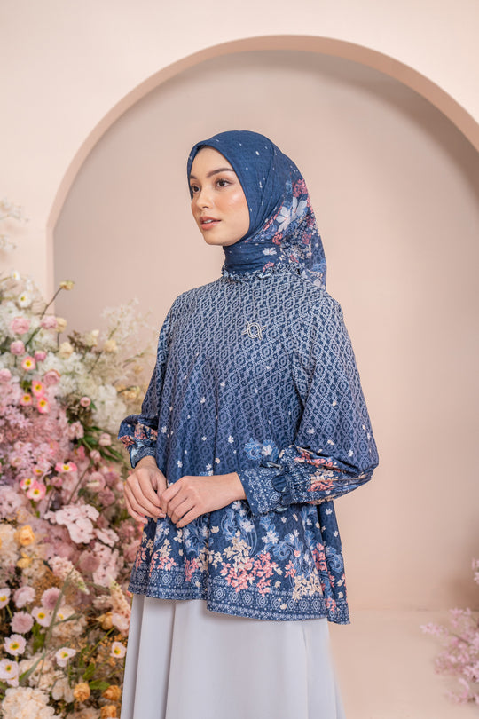 Rissa Blouse Set Syar'i Navy Luster - Wearing Klamby