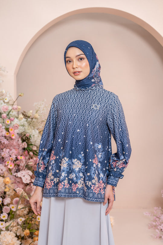 Rissa Blouse Set Syar'i Navy Luster - Wearing Klamby