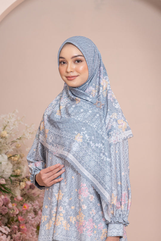 Rissa Scarf Syar'i Silver Hush - Wearing Klamby