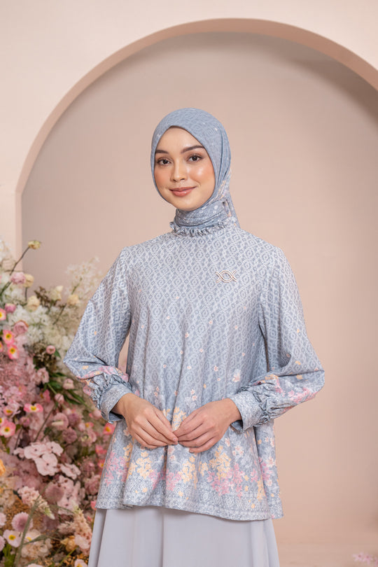 Rissa Blouse Set Syar'i Silver Glaze - Wearing Klamby