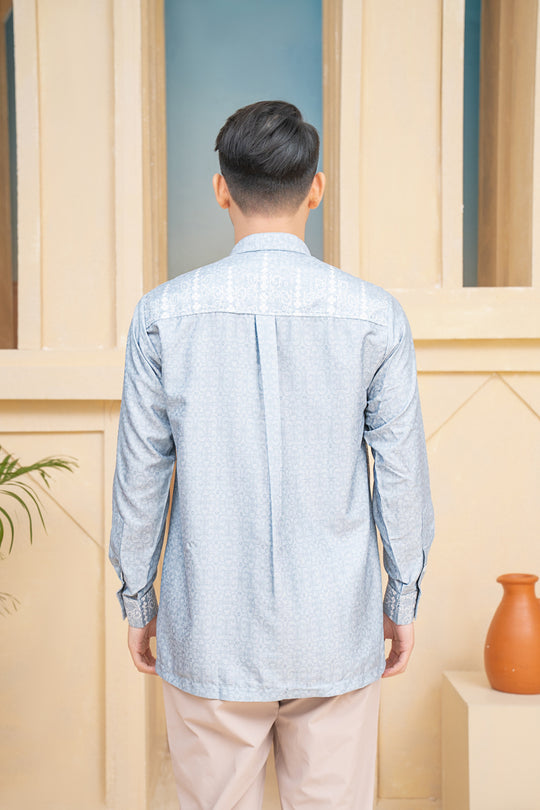 Malqaf Long Shirt Men Blue Shiver