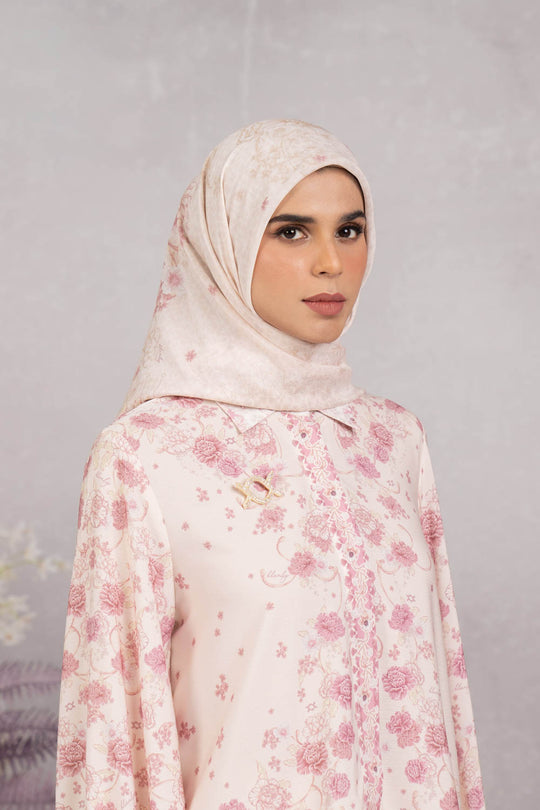 (Early Booking) Marjorie Shirt & Scarf Set Creamy Rose