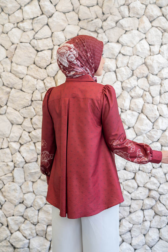 Leysha Shirt & Scarf Syar'i Set Red Delight