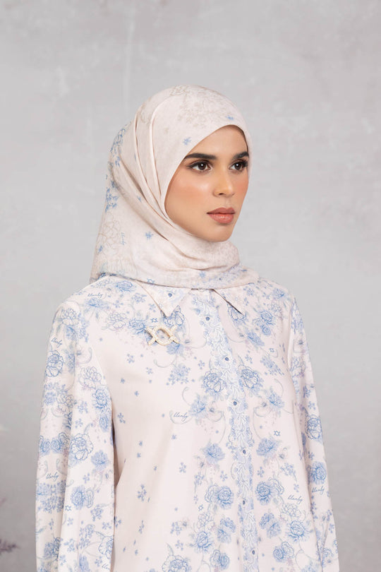 (Early Booking) Marjorie Shirt & Scarf Set Sky Mist