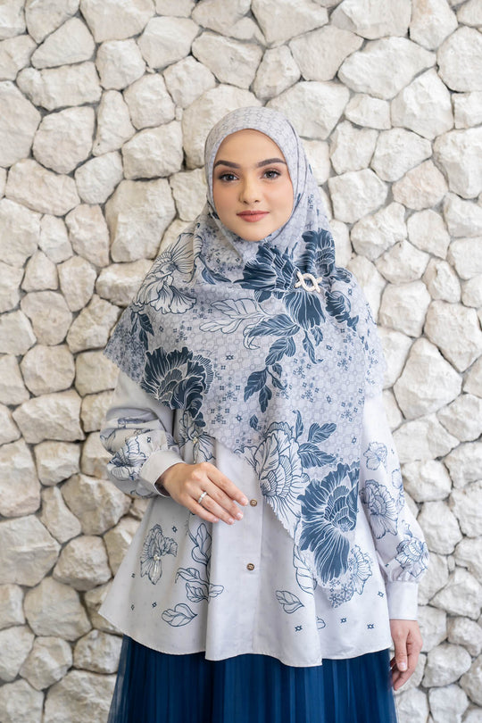 Leysha Scarf Syar'i Cloudy White - Wearing Klamby