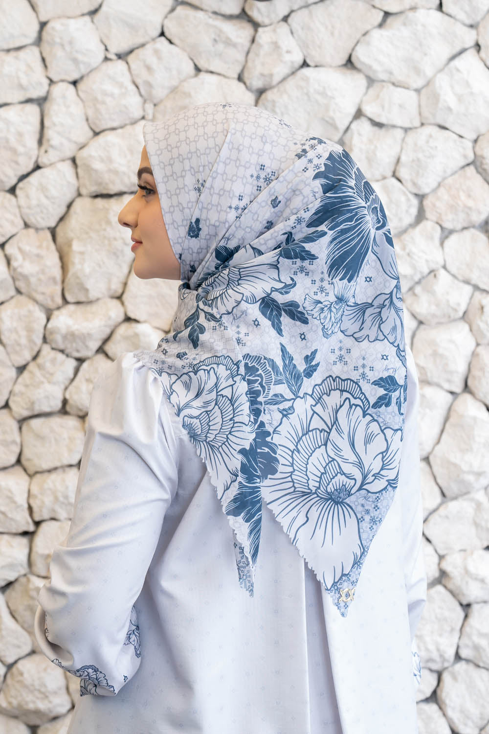 Leysha Shirt & Scarf Set Cloudy White