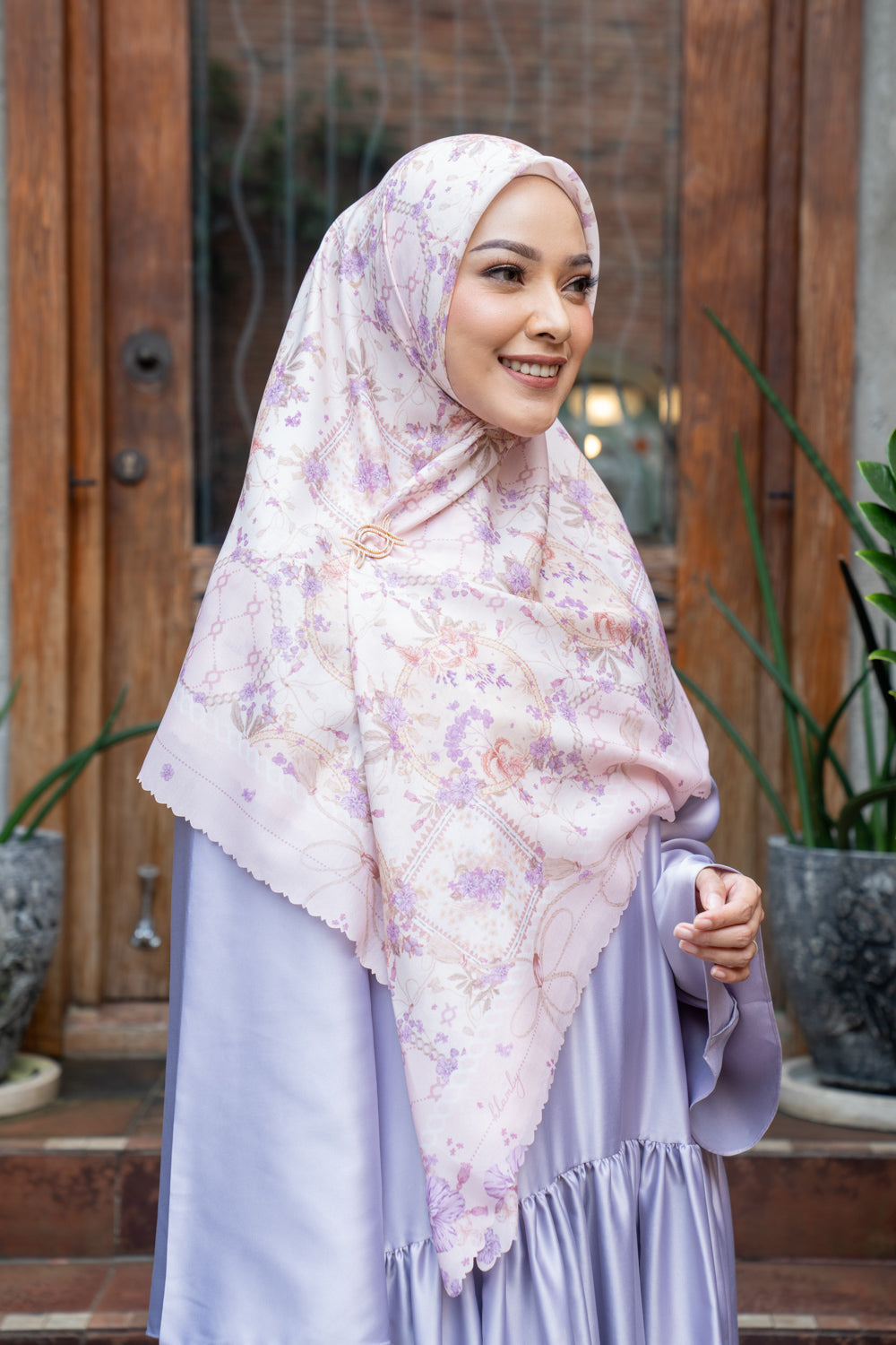 Jennia Scarf Syar'i Pinkish Orchid - Wearing Klamby