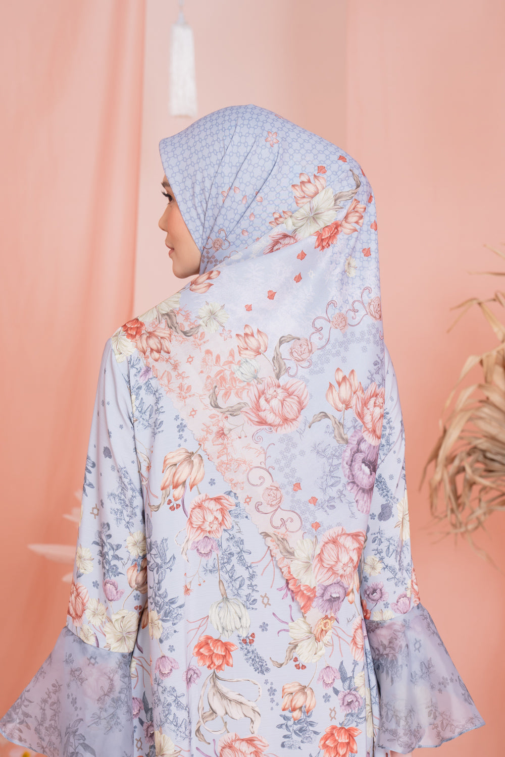 Dayana Dress & Scarf Syar’i Set Blooming Silver