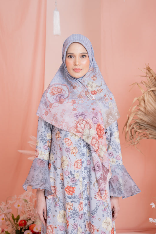 Dayana Scarf Syar'i Blooming Silver - Wearing Klamby