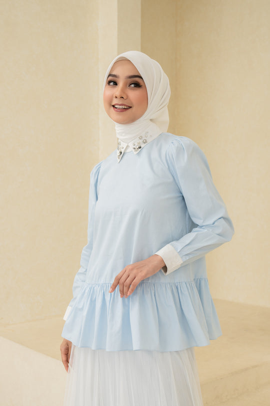 Verena Blouse Aqua Blue