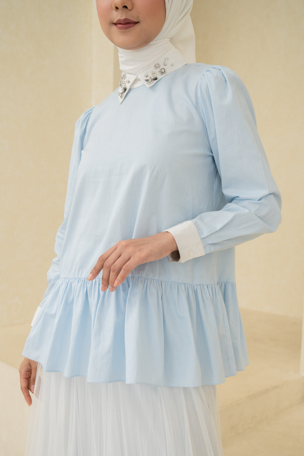 Verena Blouse Aqua Blue