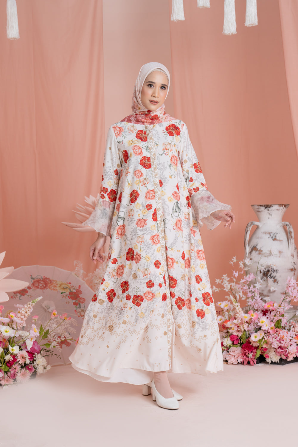 Dayana Dress & Scarf Syar’i Set Soft Saffron