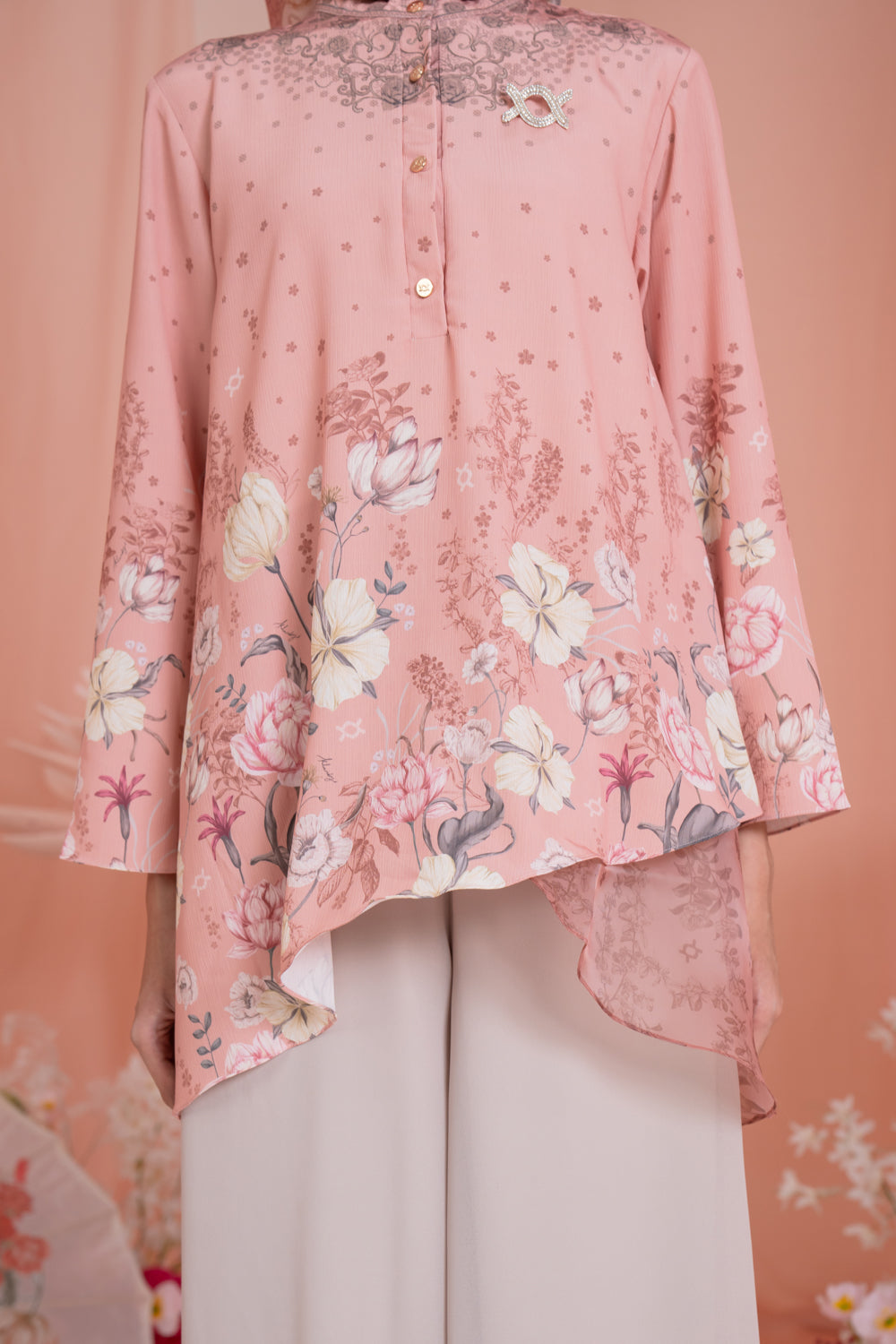 Dayana Blouse & Scarf Set Pecan Peach