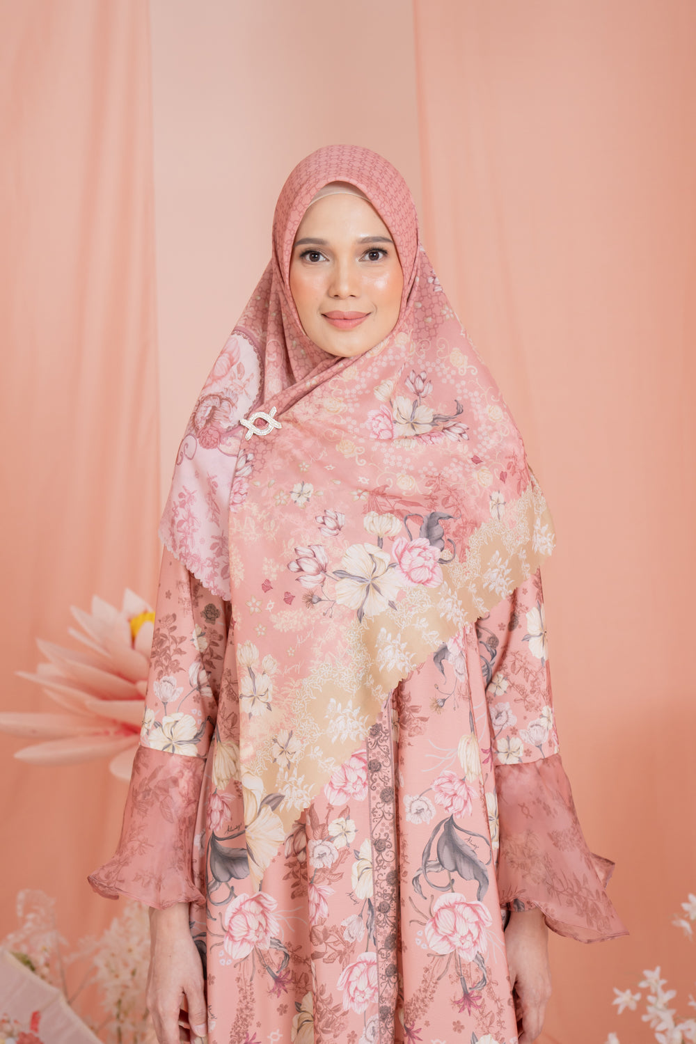 Dayana Scarf Syar'i Pecan Peach - Wearing Klamby