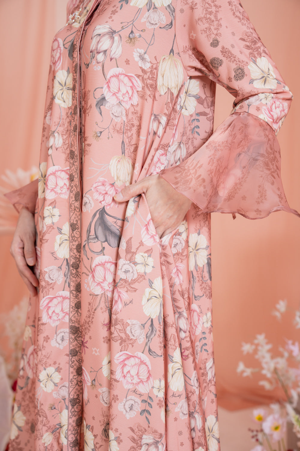 Dayana Dress & Scarf Syar’i Set Pecan Peach