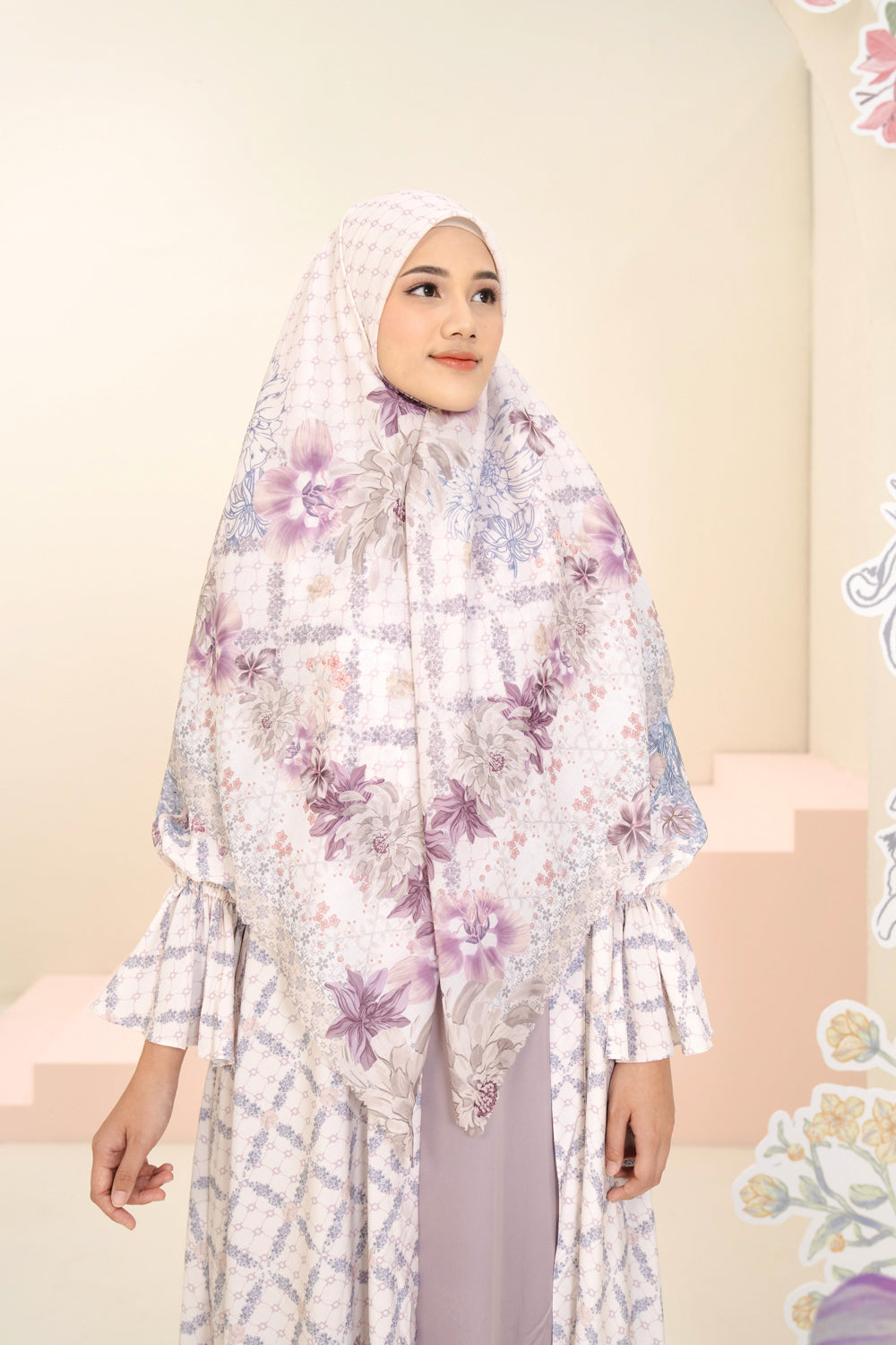 Ariana Scarf Syar'i Silky Grape - Wearing Klamby