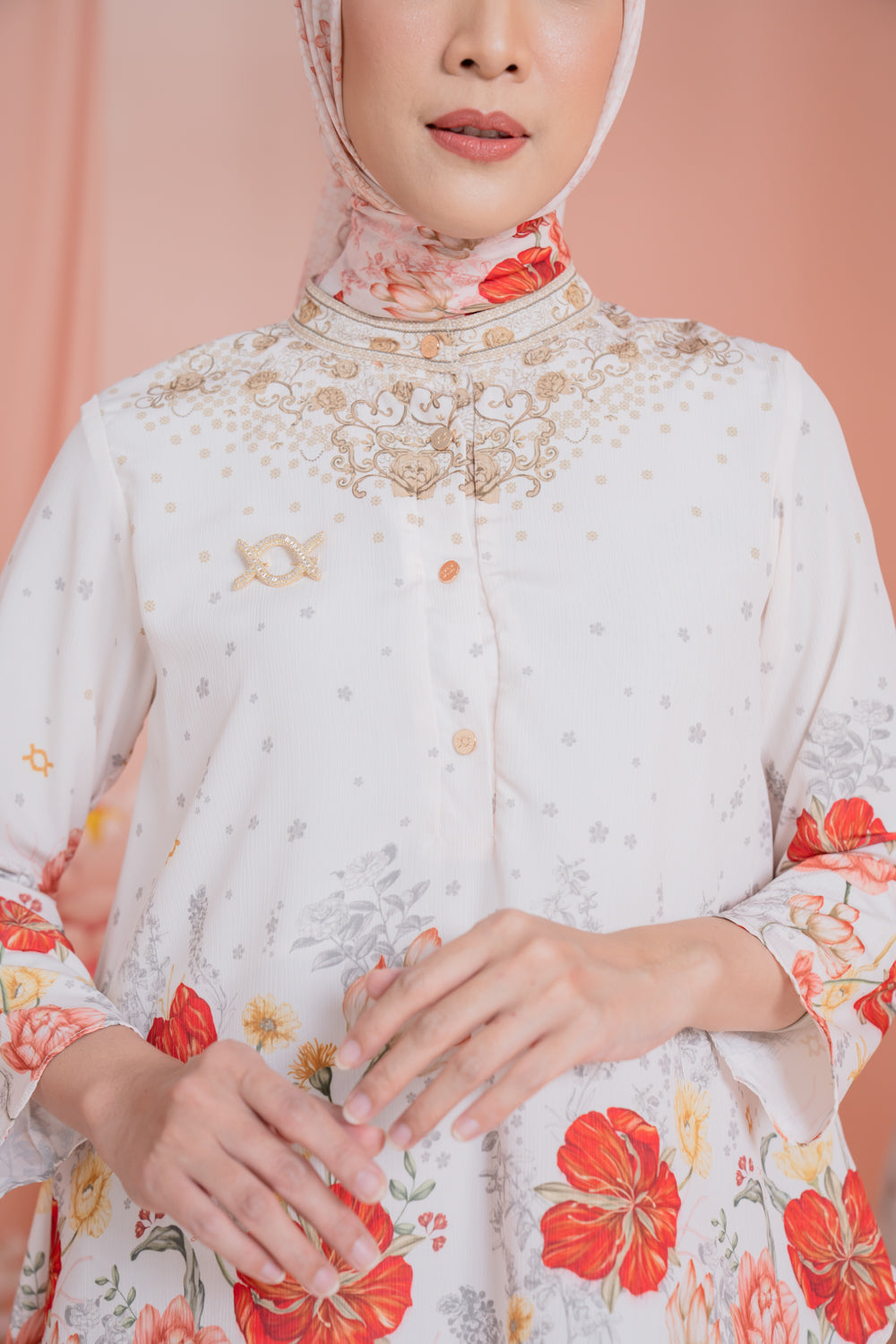 Dayana Blouse & Scarf Set Soft Saffron