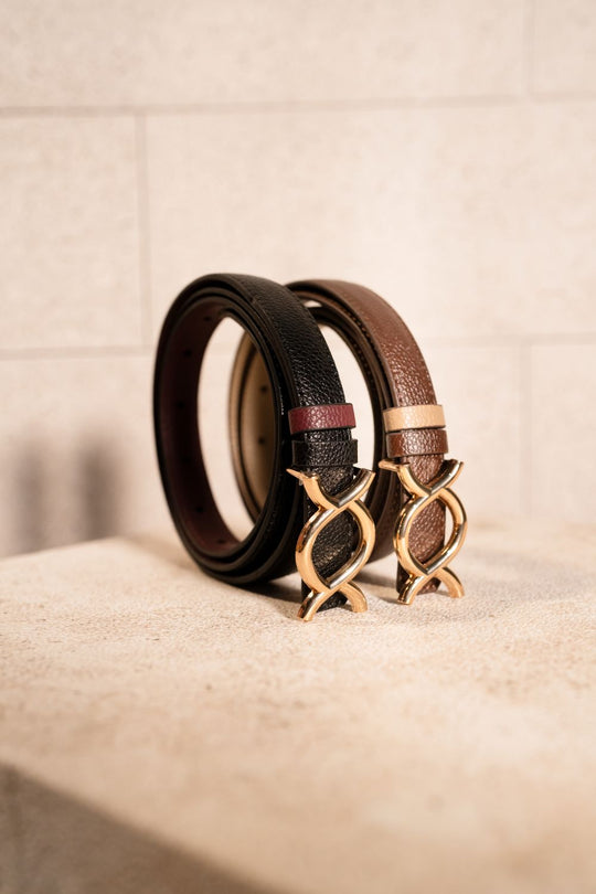 Monogram Mini Belt Honey Brown-Blush