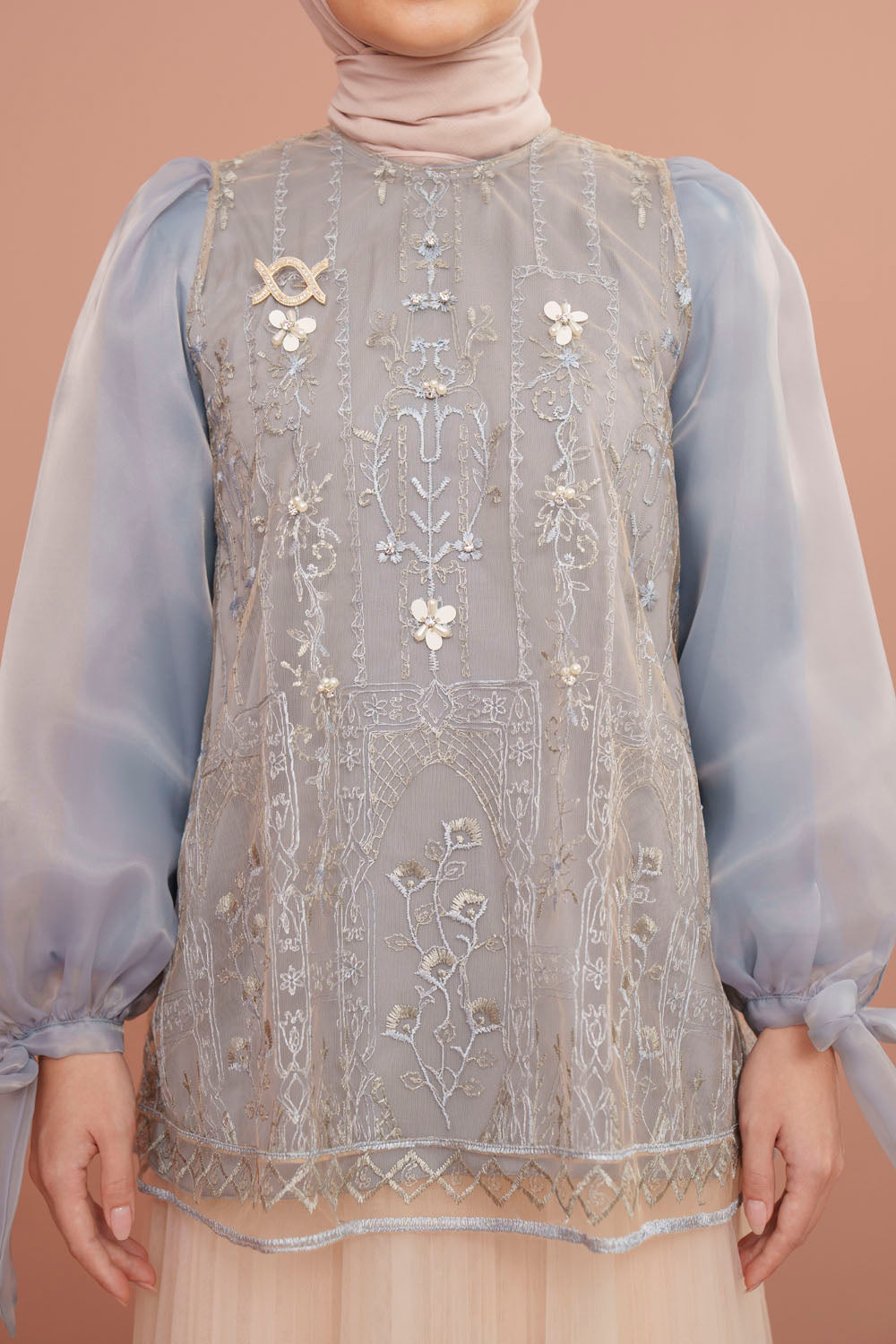 Lea Blouse Set (Minor)  Stone Blue