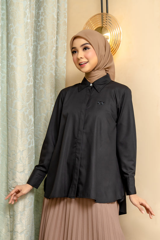 Kemeja Lucy Charcoal