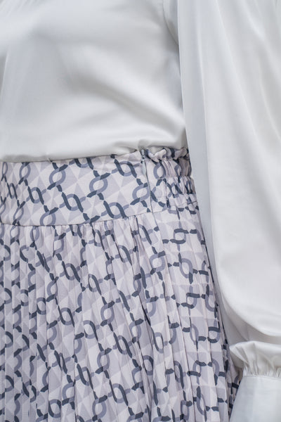 Monogram Pleated Skirt Monochrome