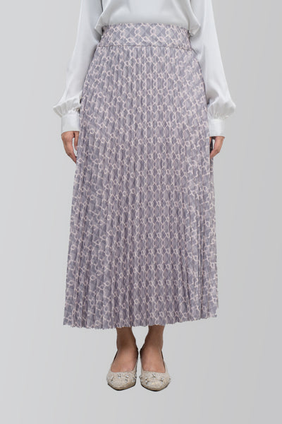 Monogram Pleated Skirt Faded Grey