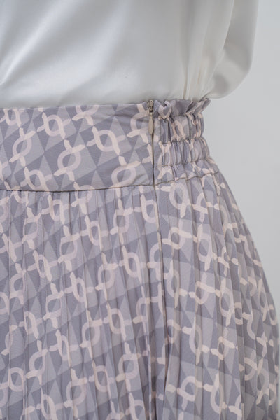 Monogram Pleated Skirt Faded Grey