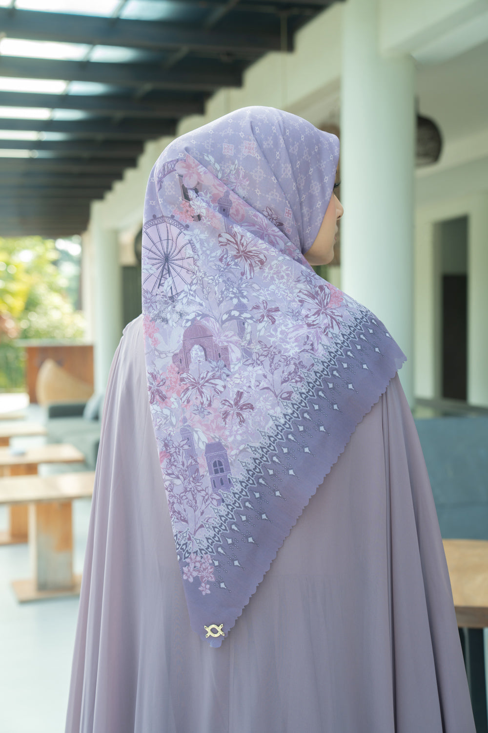 Cassia Scarf Syar'i Viola - Wearing Klamby