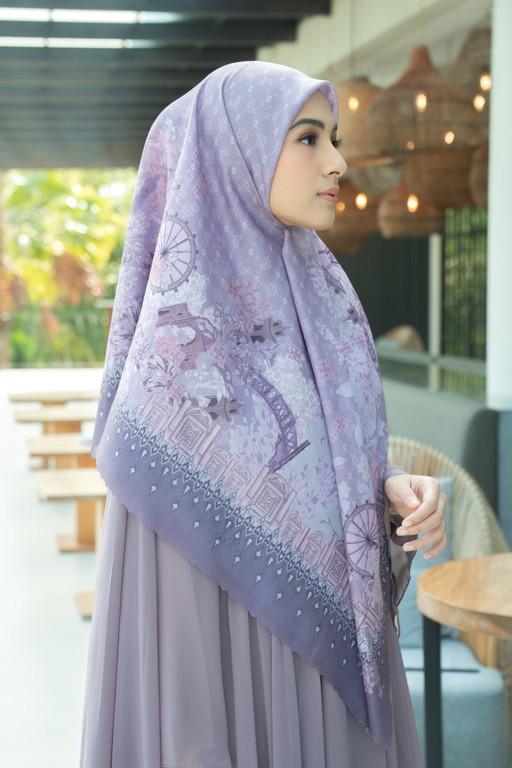 Cassia Scarf Syar'i Viola - Wearing Klamby