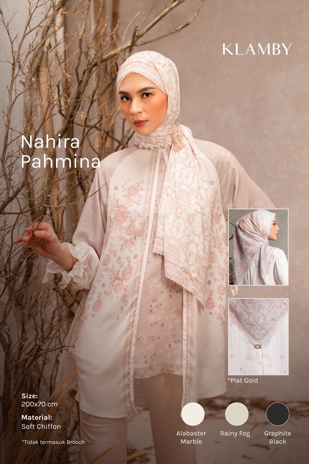 Nahira Pashmina Rainy Fog