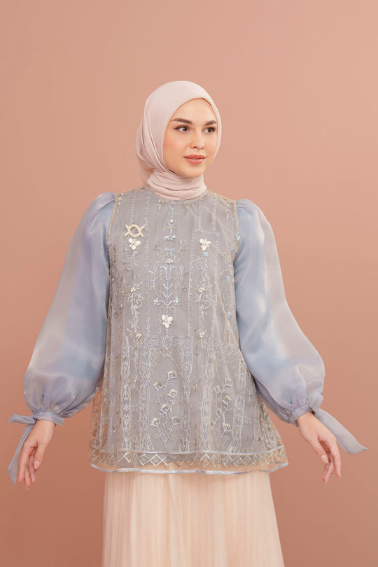 Lea Blouse Set Stone Blue