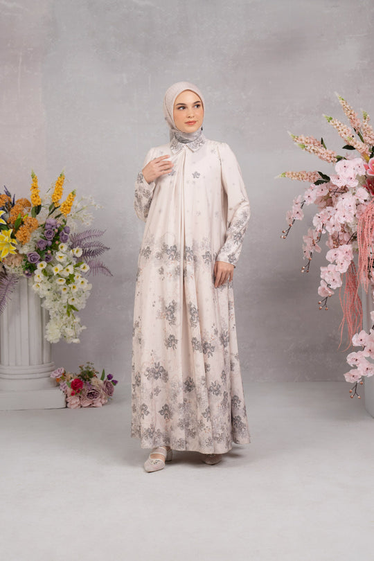 Lathika Dress & Scarf Set Creamy Dust