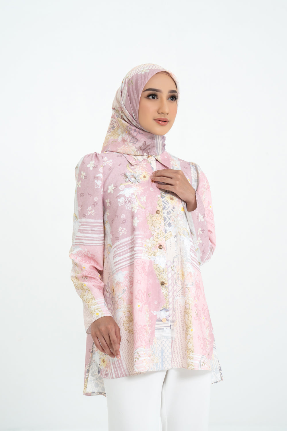 Zeya Shirt & Scarf Set Sweet Chalk