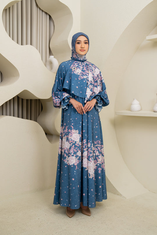 Mazaya Dress & Scarf Set Evening Blue