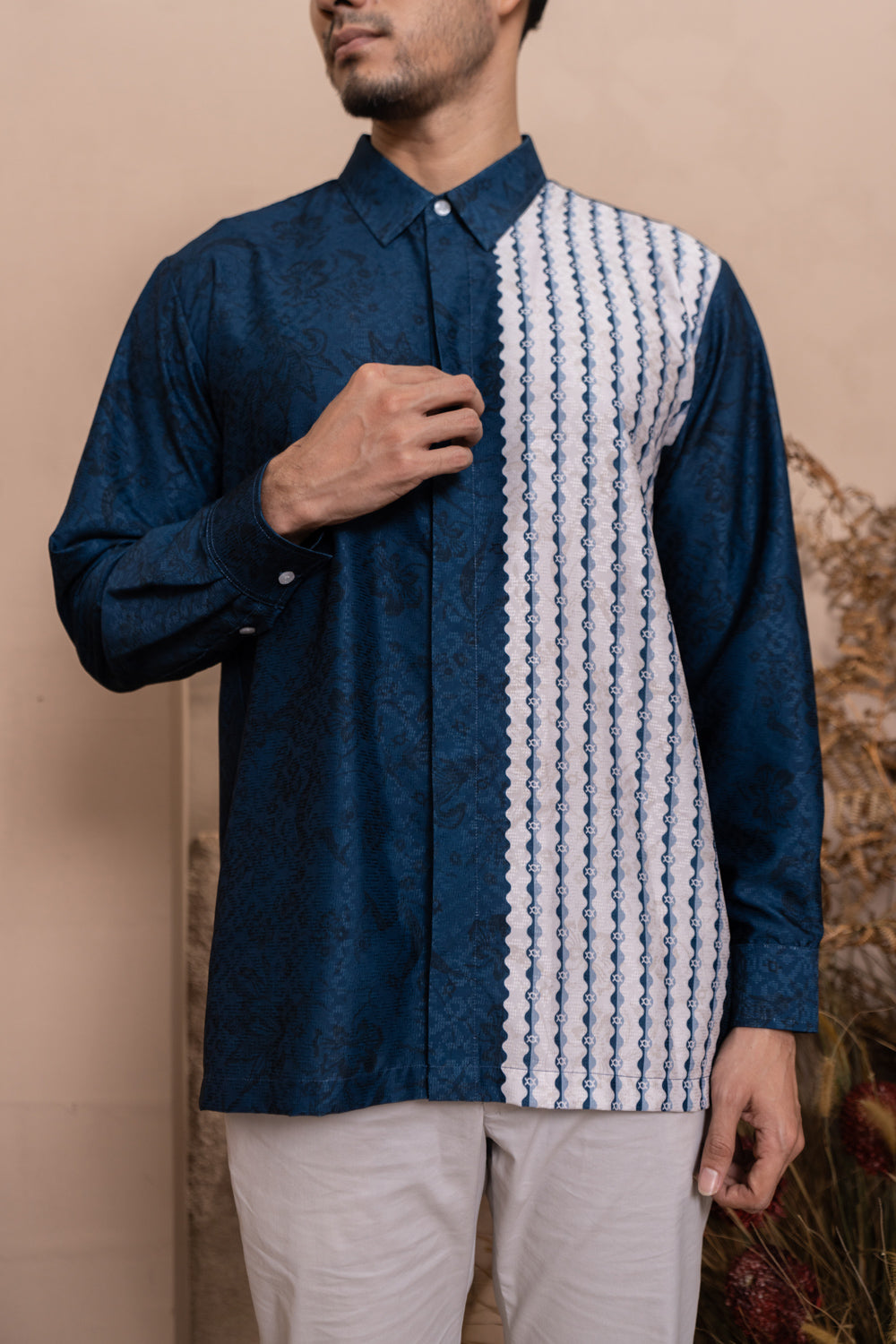 Semantik Long Shirt Men Ancient Blue