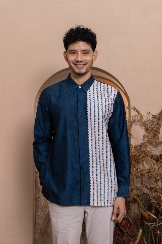 Semantik Long Shirt Men Ancient Blue