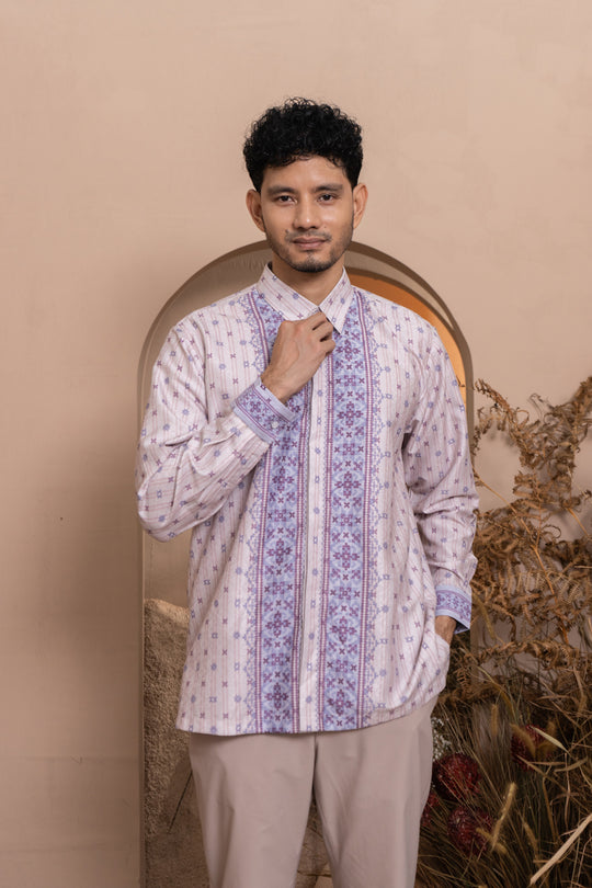 Pre Order - Kalola Long Shirt Men Lilac Hint