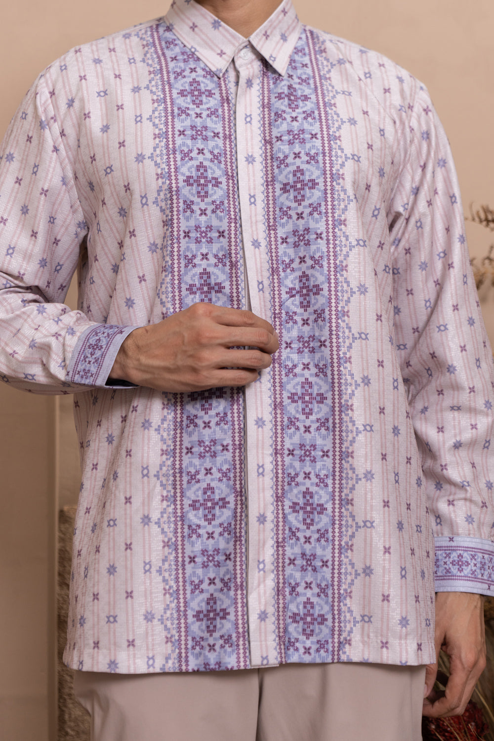 Pre Order - Kalola Long Shirt Men Lilac Hint