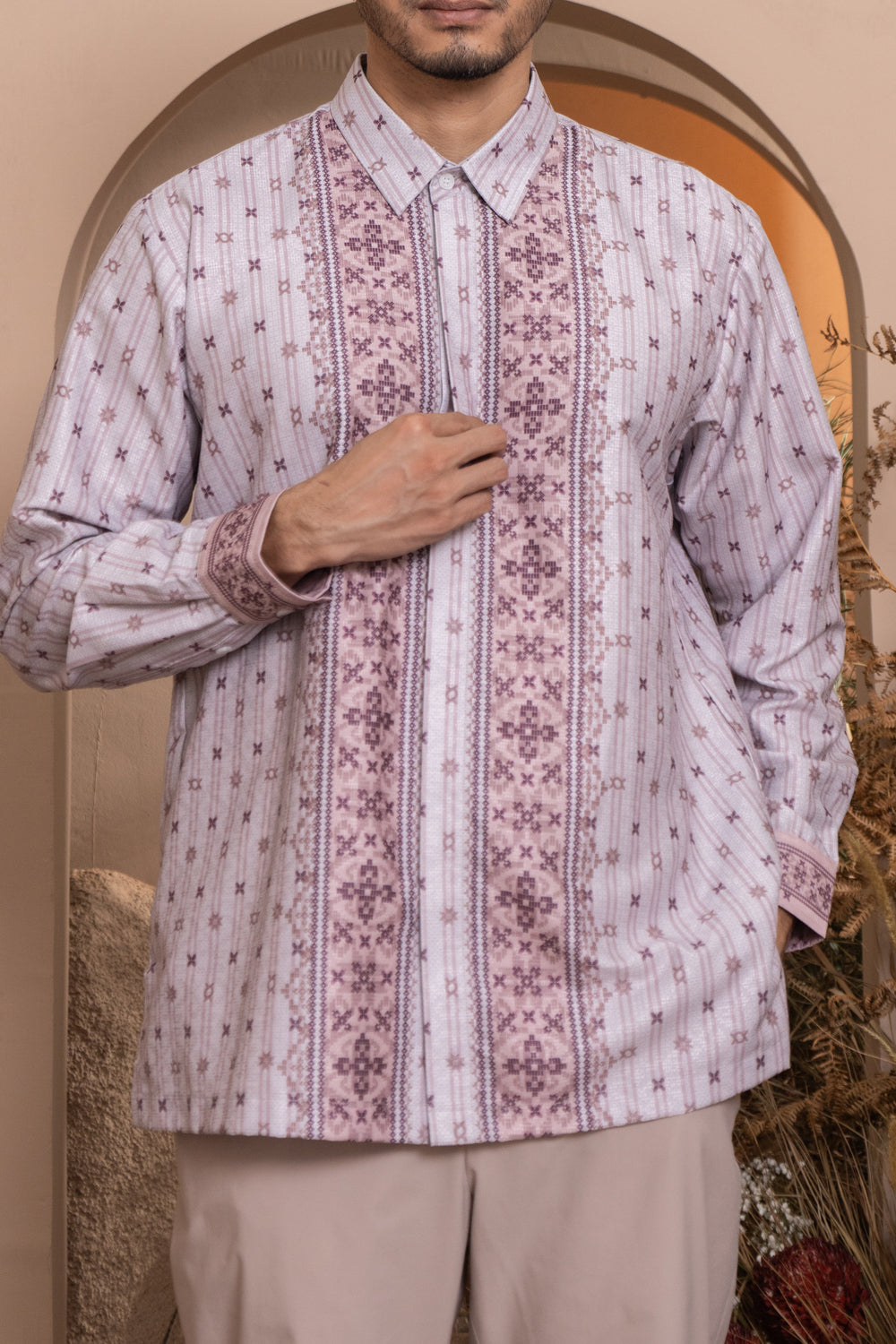 Pre Order - Kalola Long Shirt Men Peach Whip