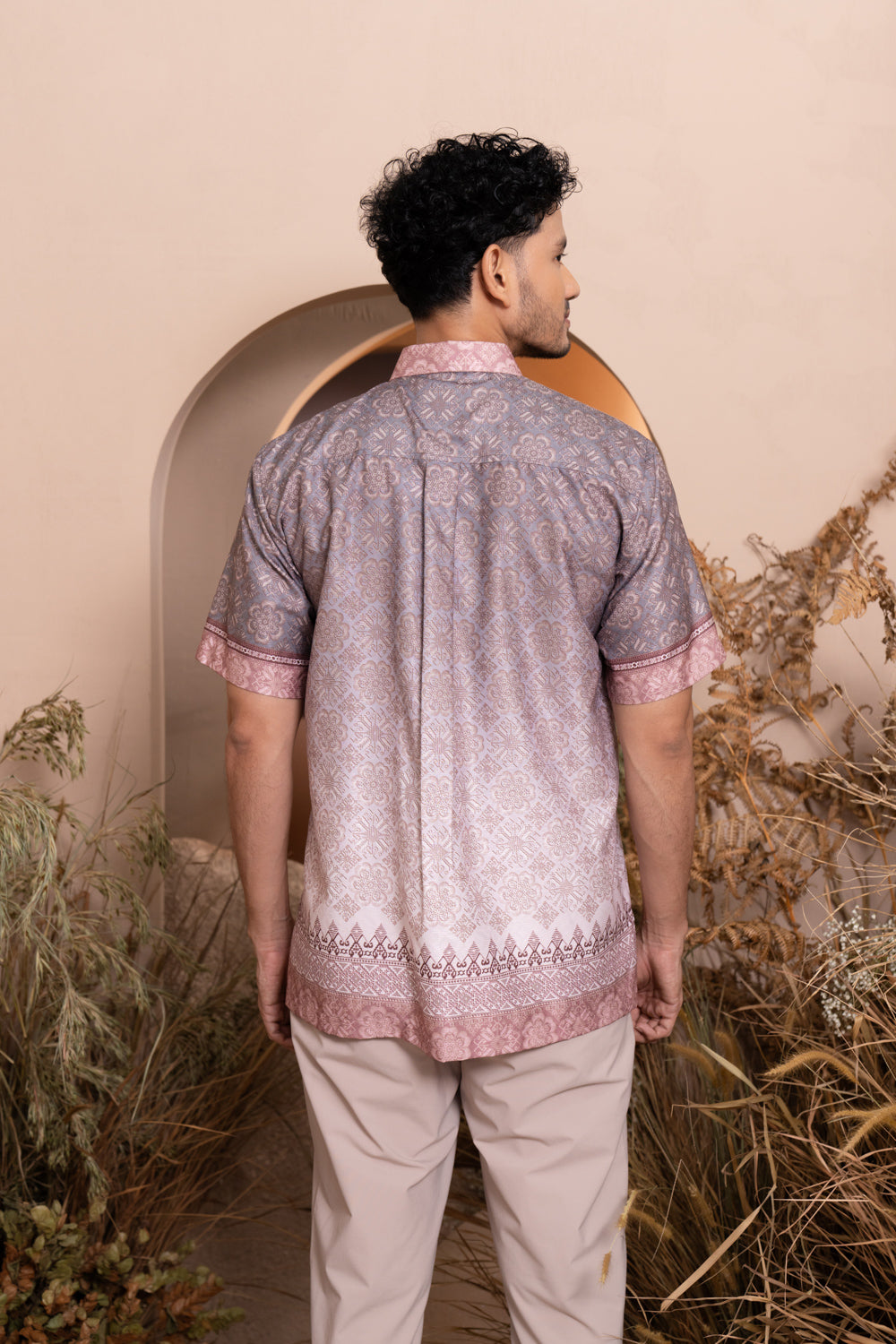 Pre Order - Medinela Shirt Men Pink Scallop