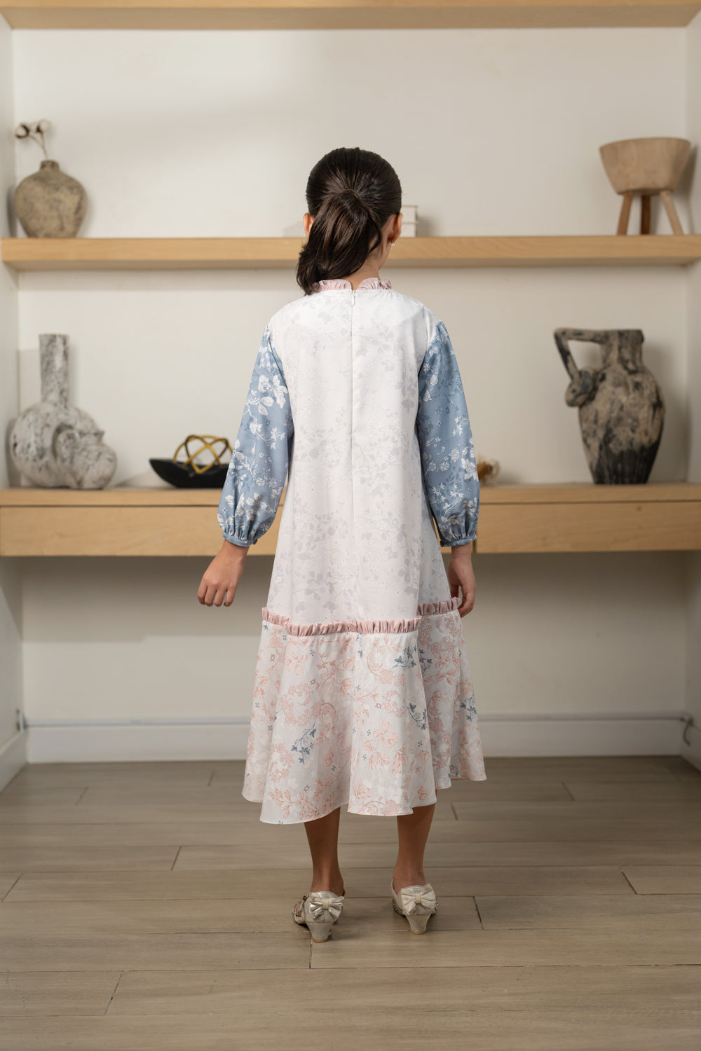 Siara Dress Girl Silk Grey