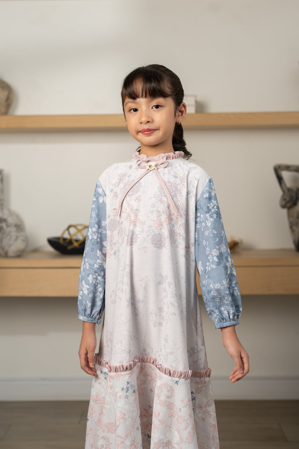 Siara Dress Girl Silk Grey